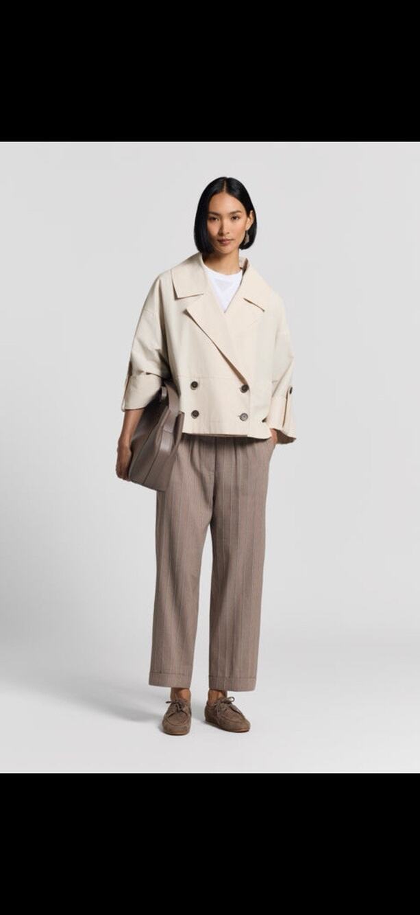 perserico Wool Blend Tan Pull On Cropped Trousers IT 40 US 4